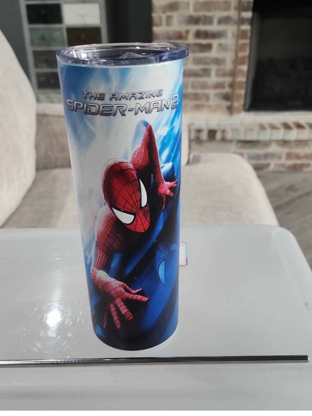 Spiderman Tall Travel Tumbler - Red, Blue, White - Picture 1 of 2